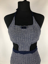 Load image into Gallery viewer, Original 1930s Navy and White Chevron Stripe Woollen Swimsuit - Bust 34 36