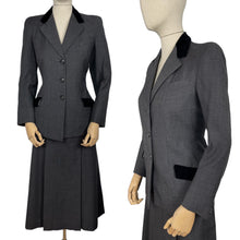 Load image into Gallery viewer, Original 1940's Charcoal Grey Single Breasted Wool Suit by CF Hoggett & Son - Bust 36