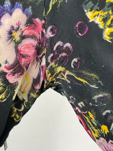 Load image into Gallery viewer, Original 1940s Black Floral Dress with Sweetheart Net Covered Neckline - Bust 36 38