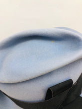 Load image into Gallery viewer, 1930s Cornflower Blue Felt Fedora Hat with Black Grosgrain Trim