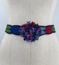 Load image into Gallery viewer, 1940's Style Felt Belt in Red, Pink, Blue and Green Made From a 1941 Pattern Using Pure Wool Felt - 28.5" Waist 29""