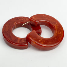 Load image into Gallery viewer, Vintage 1940's 1950's Autumnal Bakelite Hoop Earrings for Pierced Ears