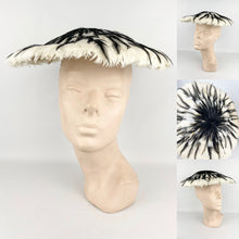 Load image into Gallery viewer, Original 1950's Black and White Feather Platter Hat - AS IS