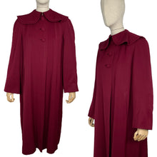 Load image into Gallery viewer, 1940s Rich Red Gaberdine Coat with Pockets - Shawl Collar - Great Swing Coat - Bust 38 40 42 *
