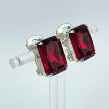 Load image into Gallery viewer, Vintage Cherry Red Glass Silver-tone Clip-On Earrings