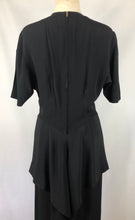 Load image into Gallery viewer, 1940s Black Dress with Lace Overlay and Fishtail Peplum -B38