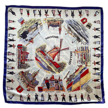 Load image into Gallery viewer, Vintage Artificial Silk Scarf with Tulips and Tourist Attractions - Holland Tourist Piece - Great Turban or Headscarf