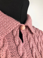 Load image into Gallery viewer, Reproduction 1940s Rib and Cable Knit Jumper in Rose Pink Acrylic - B34 35 36