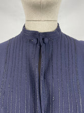 Load image into Gallery viewer, Original Late 1930s Midnight Blue Evening Coat with Embroidered Detail and Double Button Collar - Bust 34 35