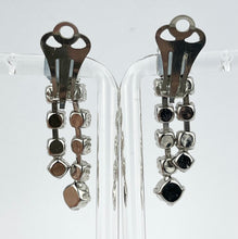 Load image into Gallery viewer, Beautiful Vintage Clear Paste Clip-on Earrings on Silver-tone Metal