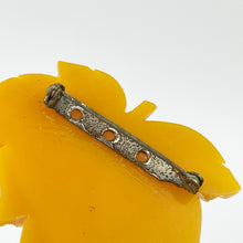 Load image into Gallery viewer, Charming Vintage Early Plastic Leaf Brooch in Mustard