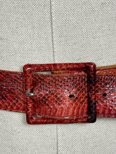Load image into Gallery viewer, Original 1930's 1940's Red Snakeskin Belt - Waist 28 29 30 31 32