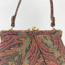 Load image into Gallery viewer, Original 1940's Fabric Bag in Red, Black, Gold and Teal by Ingber *