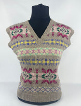 Load image into Gallery viewer, Original 1940s Fair Isle Slipover in Pink, Green, Purple and Yellow - Bust 36 37 38