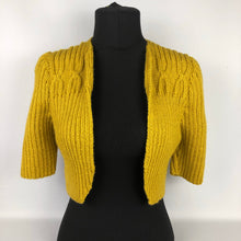 Load image into Gallery viewer, 1940s Style Hand Knitted Bolero in Mustard - B34 36