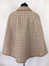 Load image into Gallery viewer, Vintage Wool Cape in Duck Egg Blue and Milk Chocolate Brown Check - Bust 34 36 38