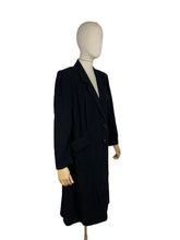 Load image into Gallery viewer, Original 1940's Inky Black Lightweight Wool Coat with Broad Shoulders - Bust 38 40 *