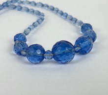 Load image into Gallery viewer, Original 1940s 1950s Blue Faceted Glass Graduated Bead Necklace