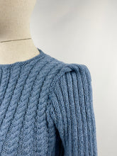 Load image into Gallery viewer, 1940's Reproduction Rib and Cable Knit Jumper in Soft Blue - Bust 36 38 40