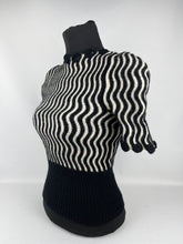 Load image into Gallery viewer, Original 1940s Black and White Wavy Knit Jumper - Bust 30 31
