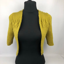 Load image into Gallery viewer, 1940s Style Hand Knitted Bolero in Lime Green - B34 36