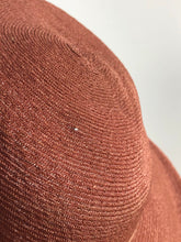 Load image into Gallery viewer, Original 1930s Salmon Pink Fine Straw Sun Hat with Grosgrain Trim