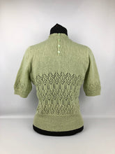 Load image into Gallery viewer, Reproduction 1940s Lace Knit Jumper in Soft Pistachio Green