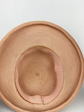 Load image into Gallery viewer, Original 1930s 1940s Soft Pink Straw Hat with Grosgrain Bow Trim