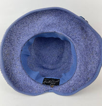 Load image into Gallery viewer, Original 1940’s Lavender Straw Bonnet Hat with Pretty Floral Trim - Vintage Summer Straw Hat *