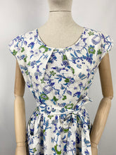 Load image into Gallery viewer, Original 1940s Blue and Green Floral Cotton Dress by Swirl Reg'd - Bust 36 38