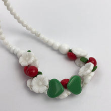 Load image into Gallery viewer, 1940s 1950s Red, White and Green Glass Button and Bead Necklace