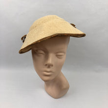 Load image into Gallery viewer, 1950s "Straw" Hat with Brown Velvet Bow Trim
