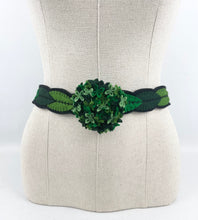 Load image into Gallery viewer, 1940's Style Felt Belt in Emerald, Pistachio and Dark Green Made From a 1941 Pattern Using Pure Wool Felt - Waist 31"