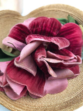 Load image into Gallery viewer, 1940s Natural Straw Hat With Large Pink Floral Decoration