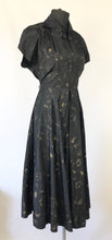 Load image into Gallery viewer, 1950s Black, Silver and Gold Silk Taffeta Dress - B36