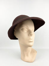 Load image into Gallery viewer, Original 1930s Chocolate Brown Felt Hat - Classic Shaped Piece