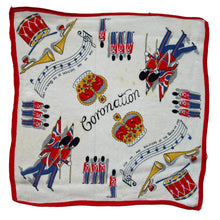 Load image into Gallery viewer, Original 1950's Queen Elizabeth II Coronation Souvenir Hankie in Crepe