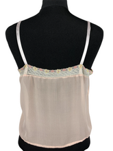 Load image into Gallery viewer, Original 1920's Semi Sheer Peach Chiffon Camisole with Beautiful Lace Trim - Bust 34"