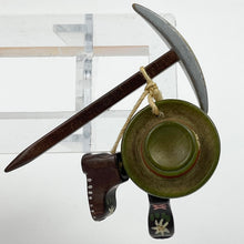 Load image into Gallery viewer, 1930s 1940s Large Tyrolean Novelty Brooch with Pickaxe, Hat and Hanging Boots