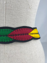 Load image into Gallery viewer, 1940's Style Colourful Felt Belt in Red, Green, Yellow and Blue Made From a 1941 Pattern Using Pure Wool Felt - Waist 29"