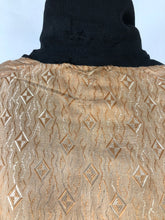 Load image into Gallery viewer, 1920s 1930s Black Textured Crepe Coat with Gold Lining and Glass Buttons - Bust 38 40