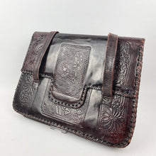 Load image into Gallery viewer, Original 1930's 1940's Beautiful Embossed Brown Leather Handbag