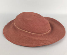 Load image into Gallery viewer, Original 1930s Salmon Pink Fine Straw Sun Hat with Grosgrain Trim
