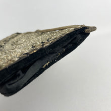 Load image into Gallery viewer, Vintage Black Velvet Evening Bag with Metallic Gold Embroidery