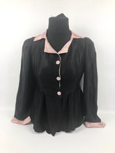 Load image into Gallery viewer, 1940s Black And Pink Fitted Jacket with Pink Glass Buttons - B32