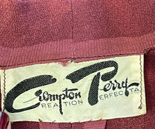 Load image into Gallery viewer, Original 1940's Burgundy Satin Backed Crepe Sequined Evening Dress with Tie Belt by Crompton Perry - Bust 38 40 42