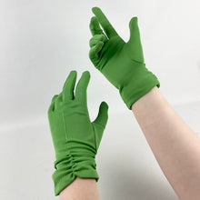 Load image into Gallery viewer, Vintage Canadian Made Seamed Nylon Gloves in Apple Green - Great Vintage Accessory