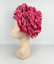 Load image into Gallery viewer, Wonderfully Bright Pink Mid 20th Century Floral Hat - Such a Fun Design *