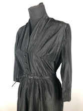 Load image into Gallery viewer, 1950s Black and Gold Polka Dot Dress - B38