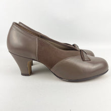 Load image into Gallery viewer, Original 1940's Deadstock in Box Taupe Suede and Leather Shoes by Diana - UK 4
